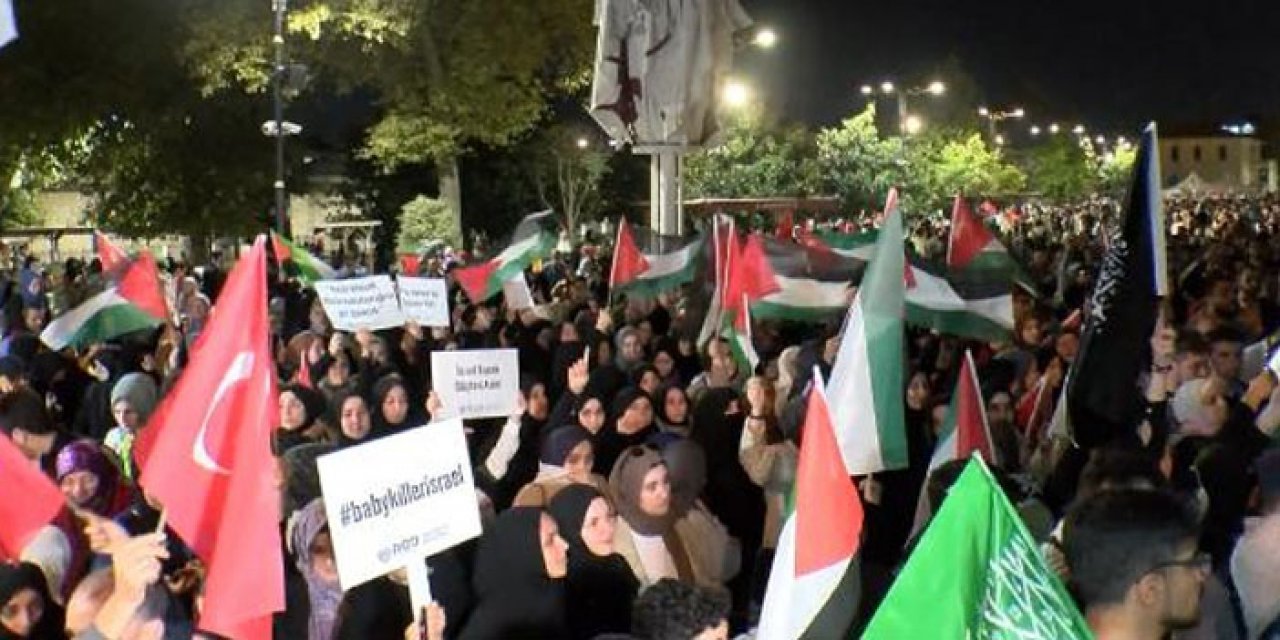 Binlerce kişi Filistin'e destek için buluştu
