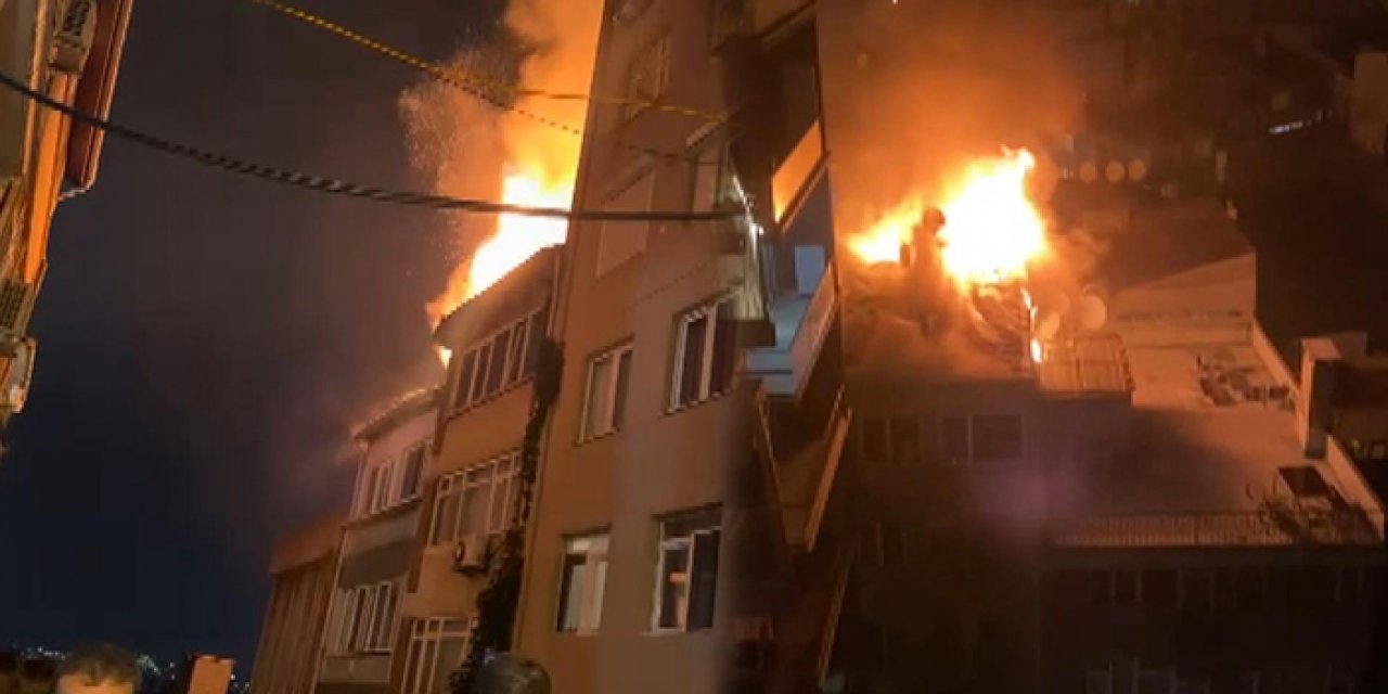 İstanbul’da 6 katlı binanın çatısı alev aldı