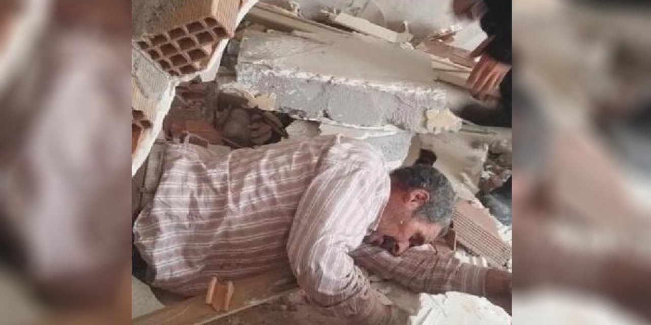 Girdiği ağır hasarlı evde duvar üstüne çöktü