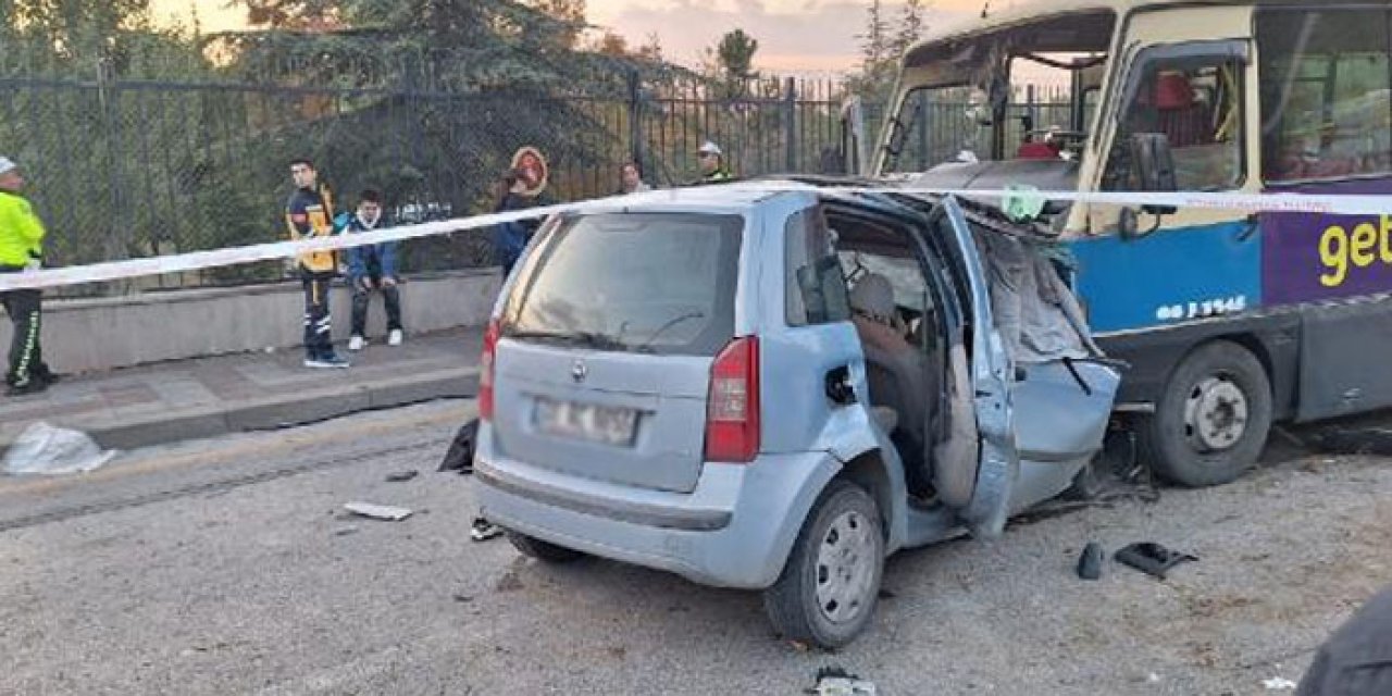 Ankara'da dolmuş ile otomobil kafa kafaya girdi: 1 ölü, 14 yaralı
