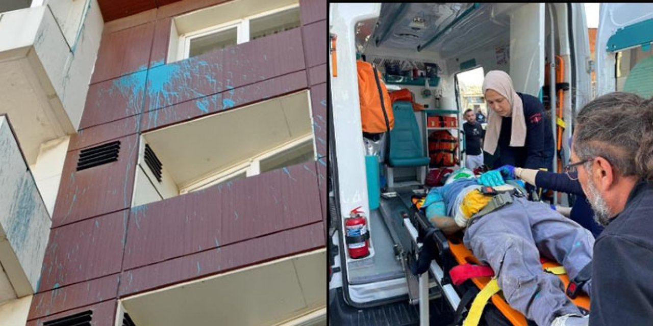 5 katlı otelin çatısında boya yapıyordu; beton zemine düştü