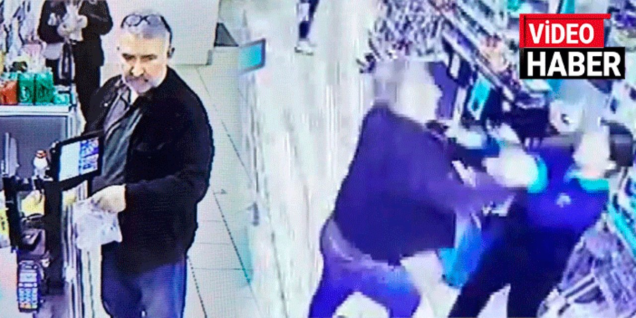 Cani müşteri genç kasiyeri dakikalarca darp etti