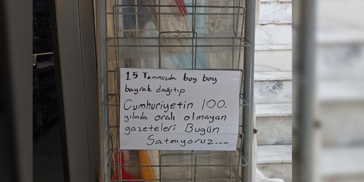 Kuşadası’ndaki bir marketten 29 Ekim’de gazetelere tepki geldi