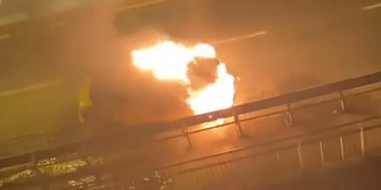 Kartal'da taksi alev topuna döndü