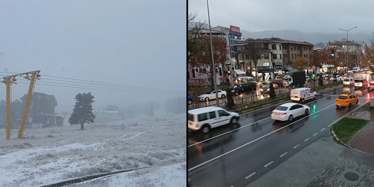 Uludağ’da kar merkezde sağanak