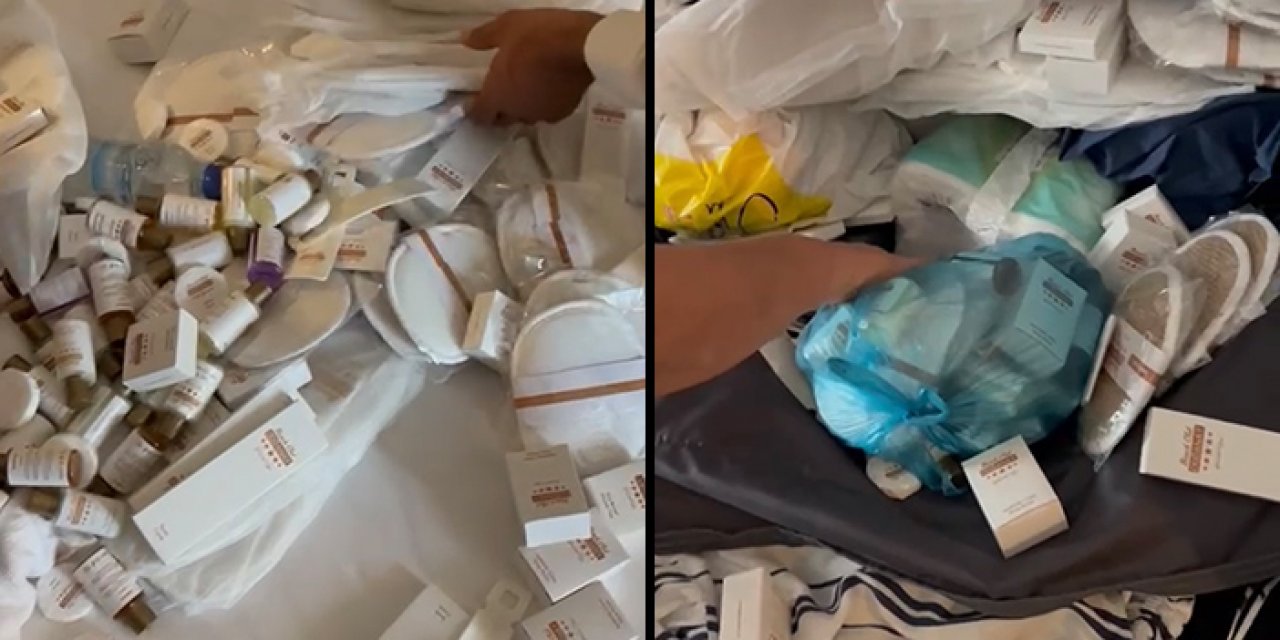 Tatilci Rus ailenin bavulundan otele ait birçok eşya çıktı