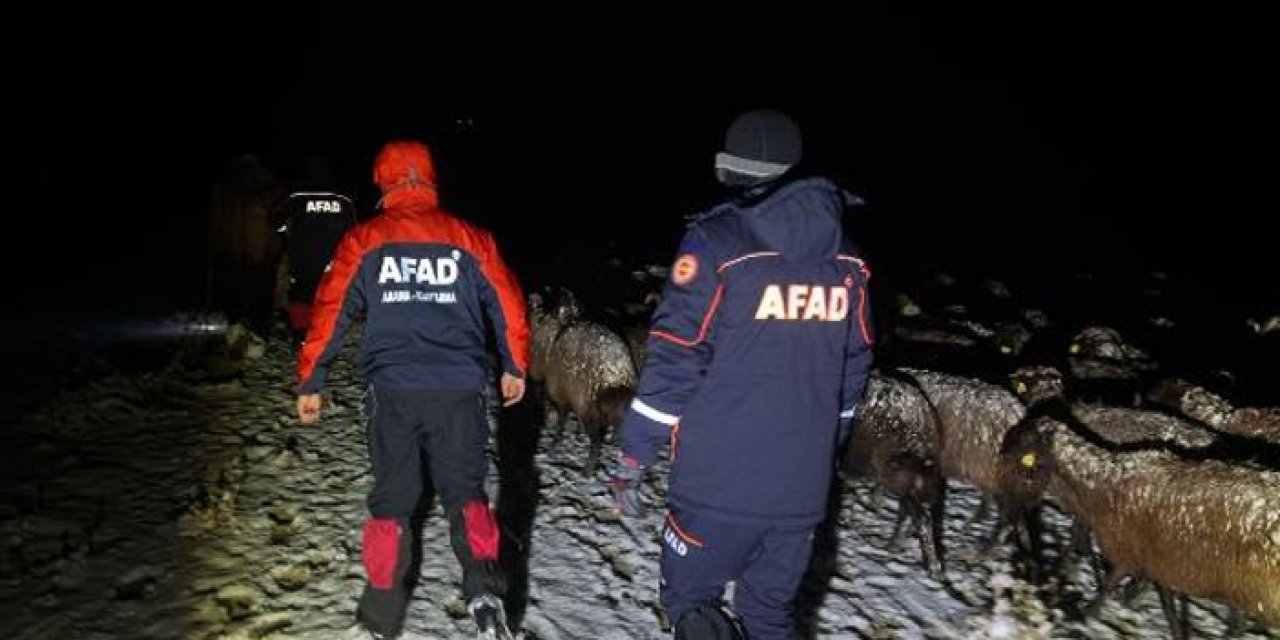 Ağrı’da mahsur kalan 3 çoban ve 3 bin küçükbaşın imdadına AFAD yetişti