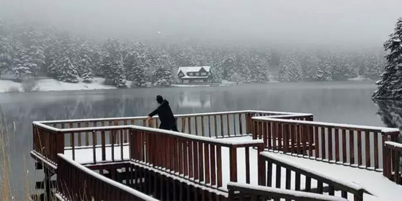 Bolu Gölcük Tabiat Parkı beyaza büründü!
