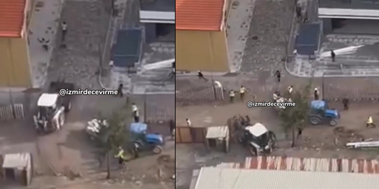 İzmir’de panik anları! Kepçeyle canlarına kastetti