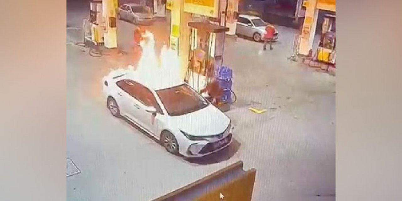 Akaryakıt dolumu sırasında yangın çıktı: Baba-kız canını zor kurtardı