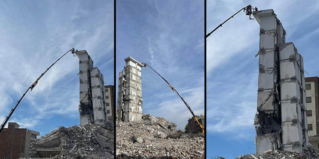 Hasarlı binaların yıkımı sürüyor: 8 katlı bina yıkıldı