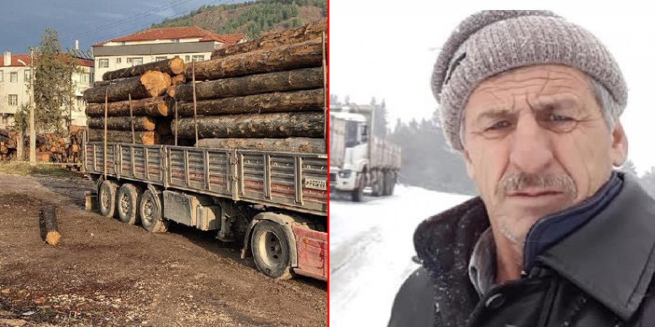 Tomruk altında kalan kamyon sürücüsü feci şekilde can verdi