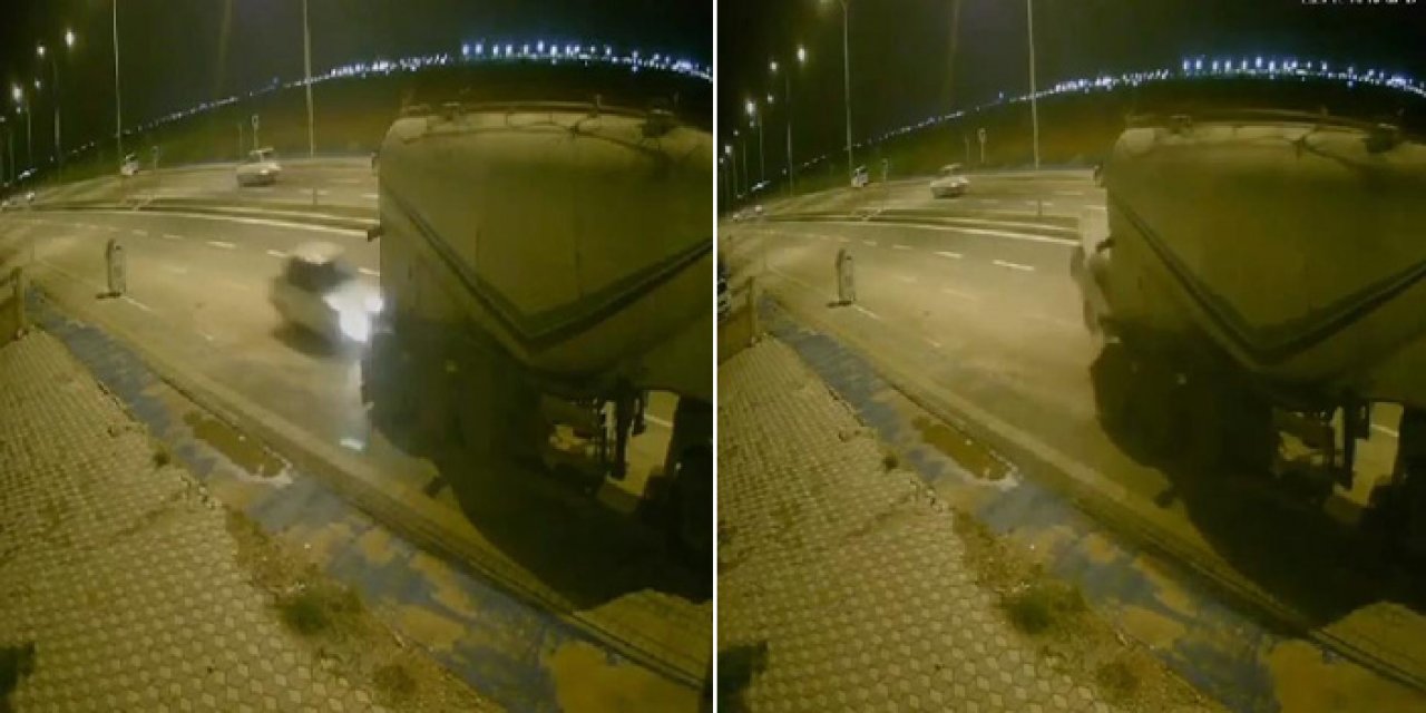 Park halindeki tankere daldı: O anlar kamerada