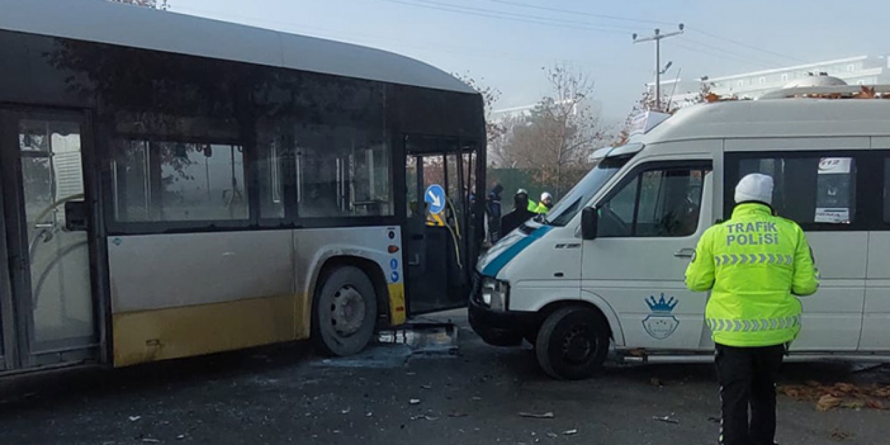 Konya’da belediye otobüsü ile dolmuş çarpıştı: 8 yaralı