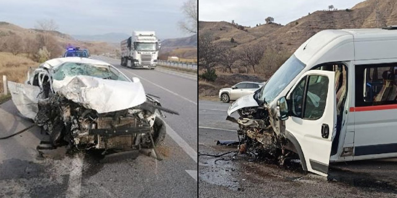Amasya’da öğrenci servisi ile otomobil kafa kafaya girdi: Yaralı öğrenciler var