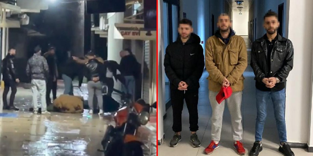 2 kişiyi yerde tekmeleyen 3 kişi yakalandı