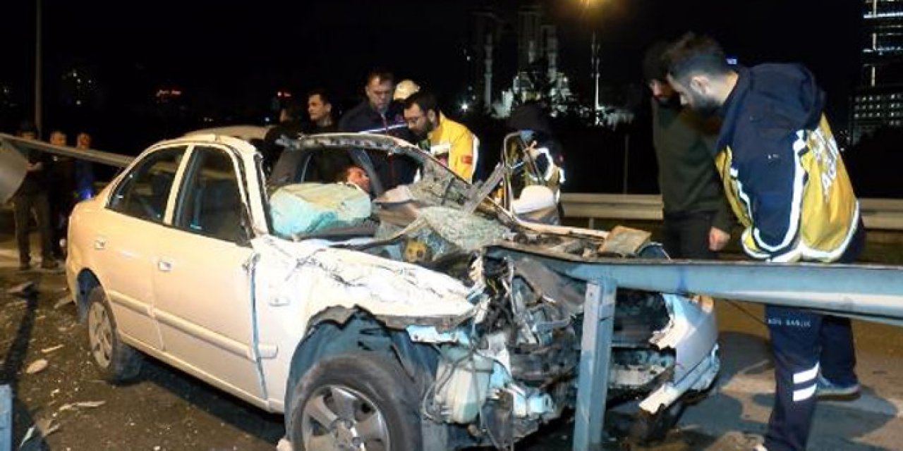 Araç bariyerlere saplandı: 1 yaralı