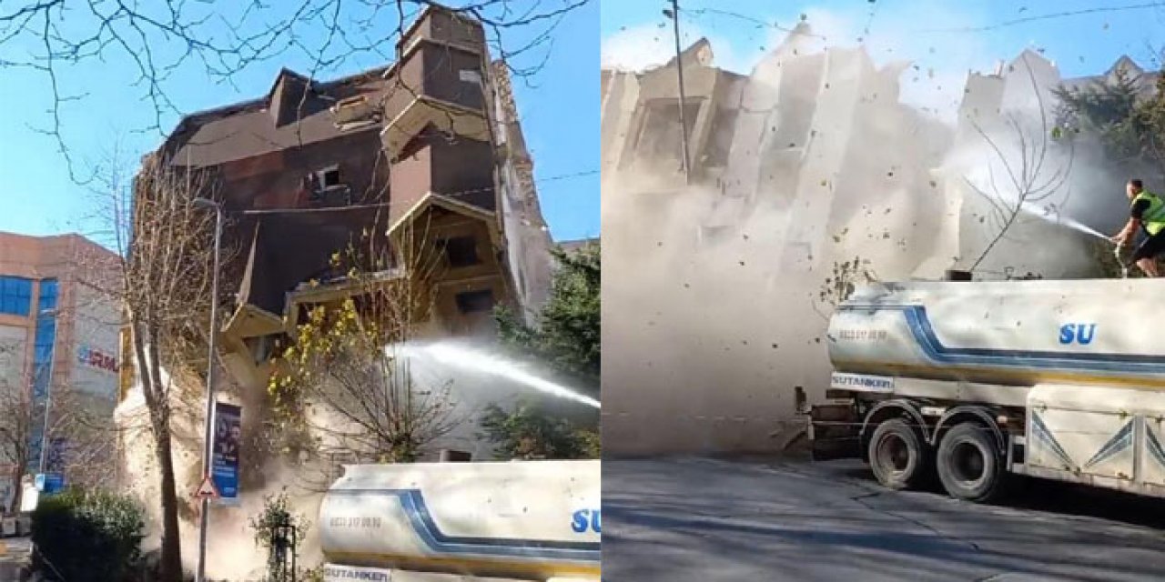 Kontrollü yıkım sırasında büyük tehlike