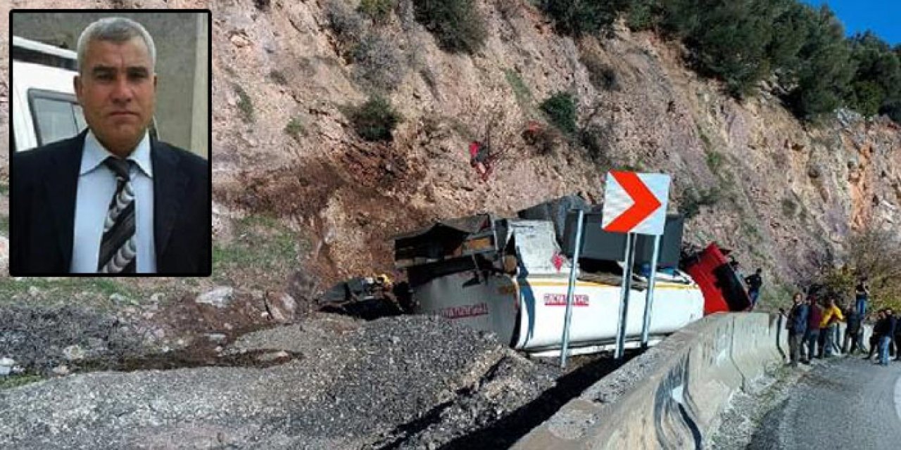 Şarampole devrilen tankerin şoförü yaşamını yitirdi