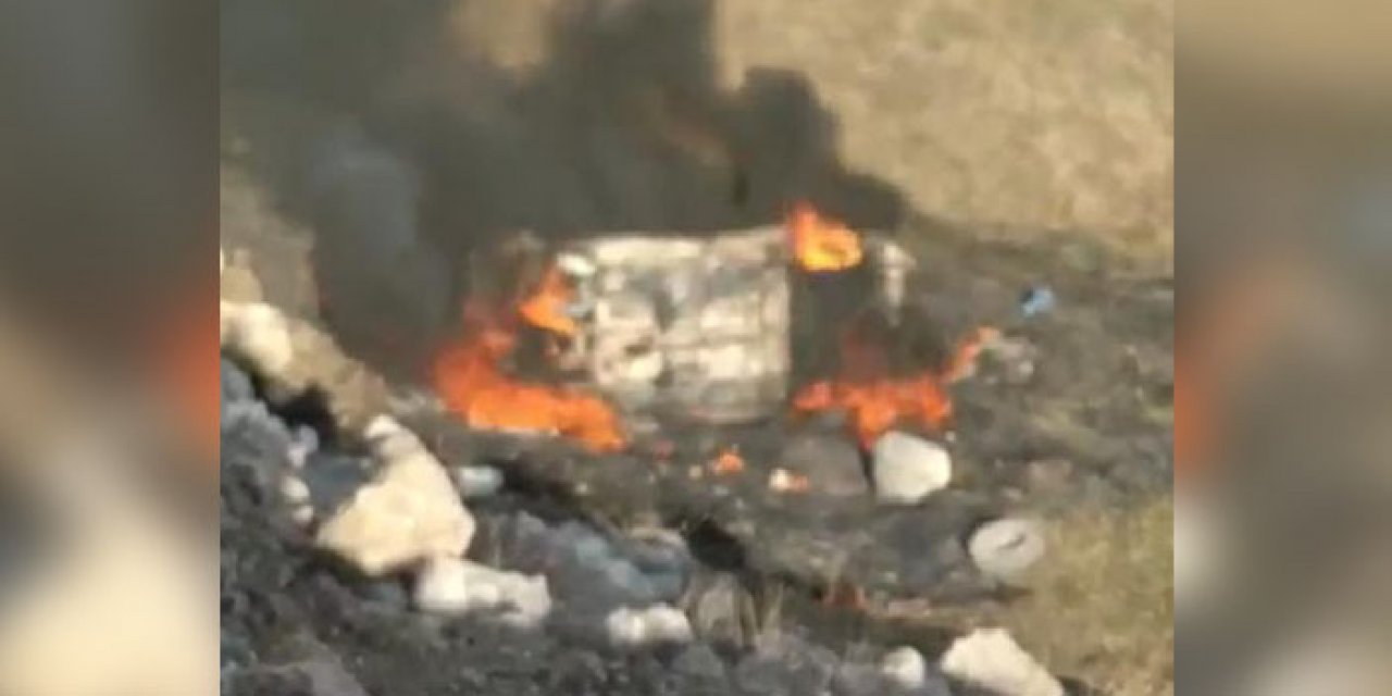 Otomobil metrelerce yuvarlanıp alev aldı