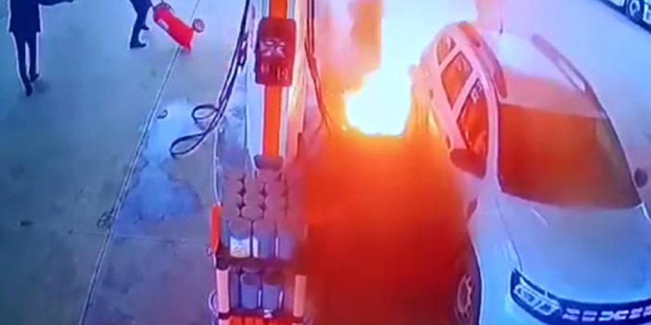 Yakıt aldığı sırada alev alev yandı!