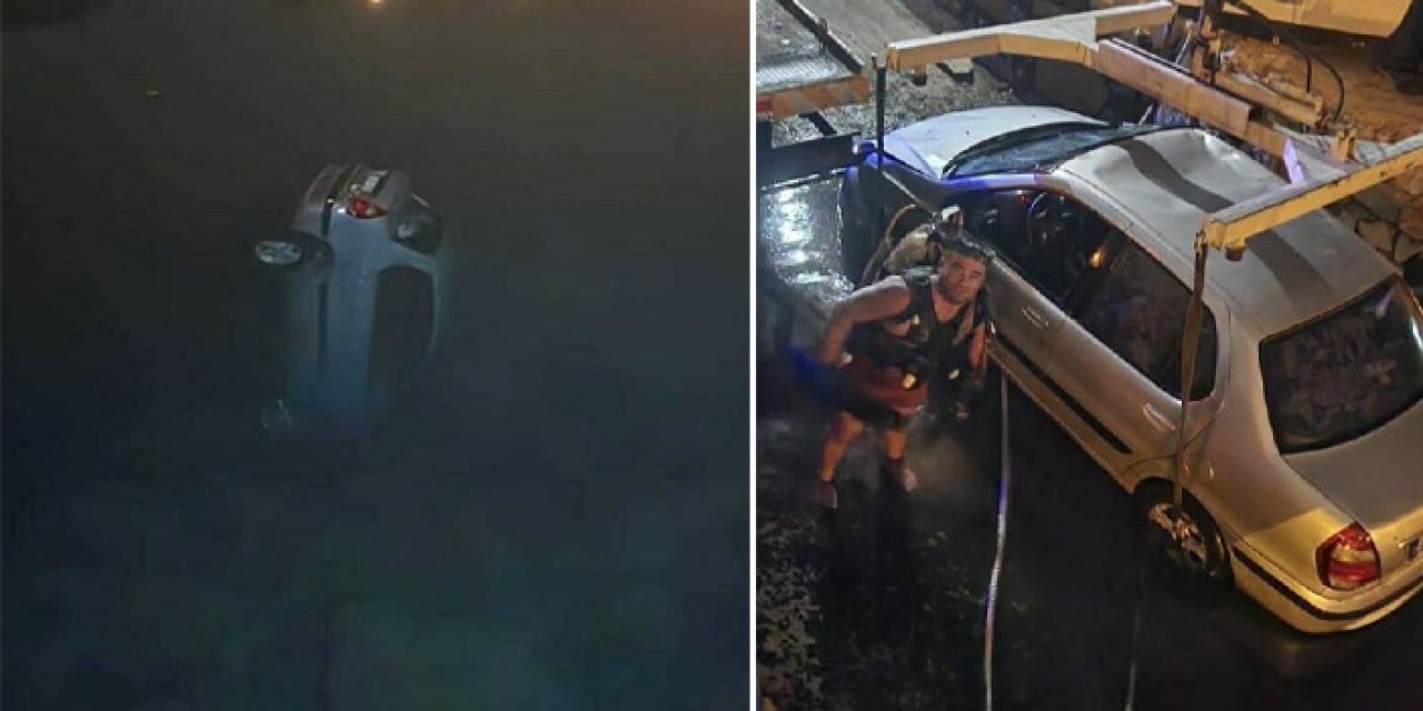 Bodrum’da otomobil denize uçtu