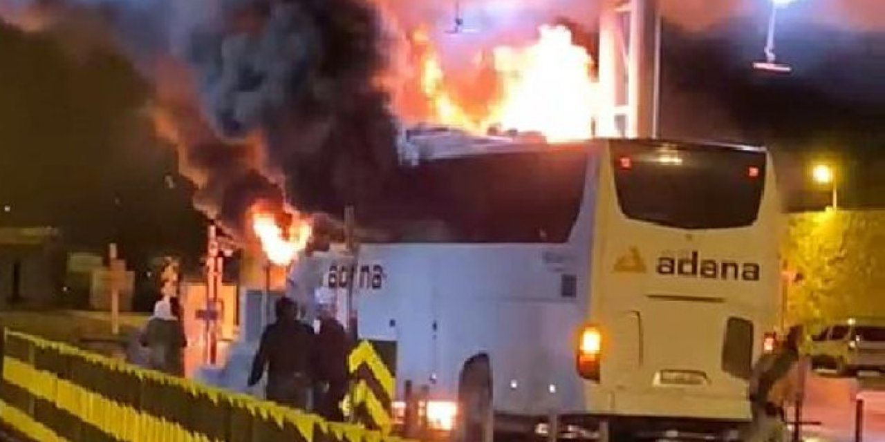 Yolcu otobüsü alev aldı