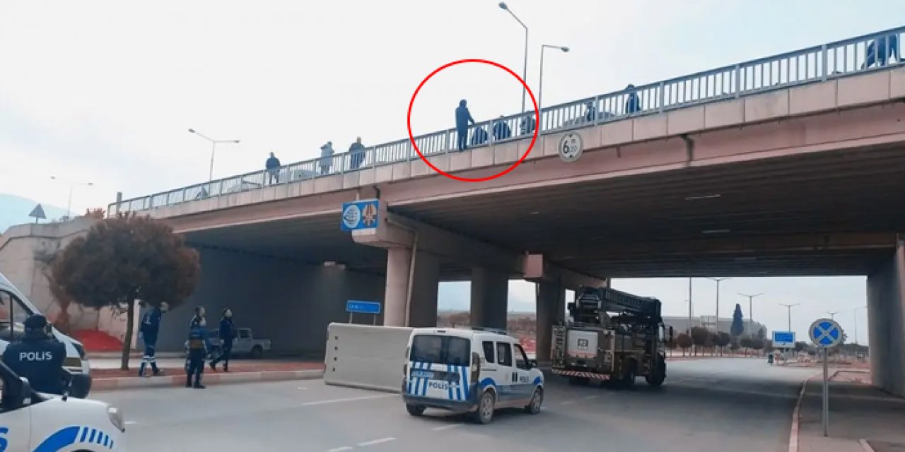Manisa'da korkunç olay: Köprüde intihar girişimi!