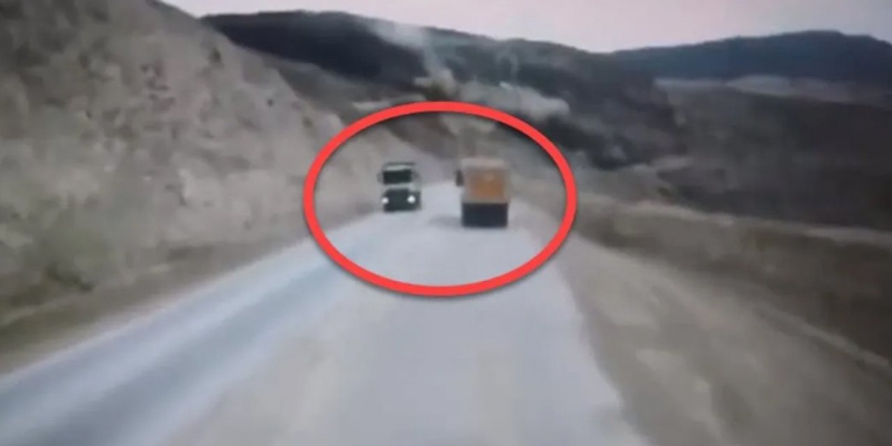Felaketten kıl payı kurtuldular: Toprak kayması araç kamerasına yansıdı