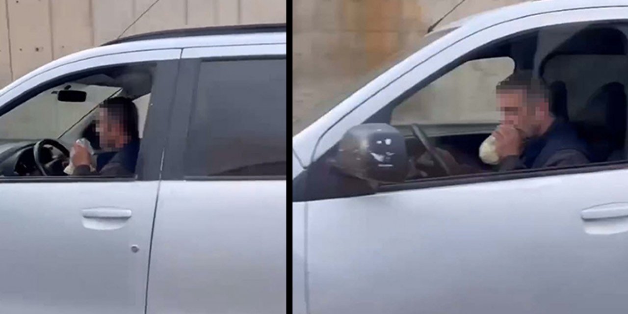 İzmir'de korku dolu görüntüler: Direksiyon başında uyuşturucu içti!