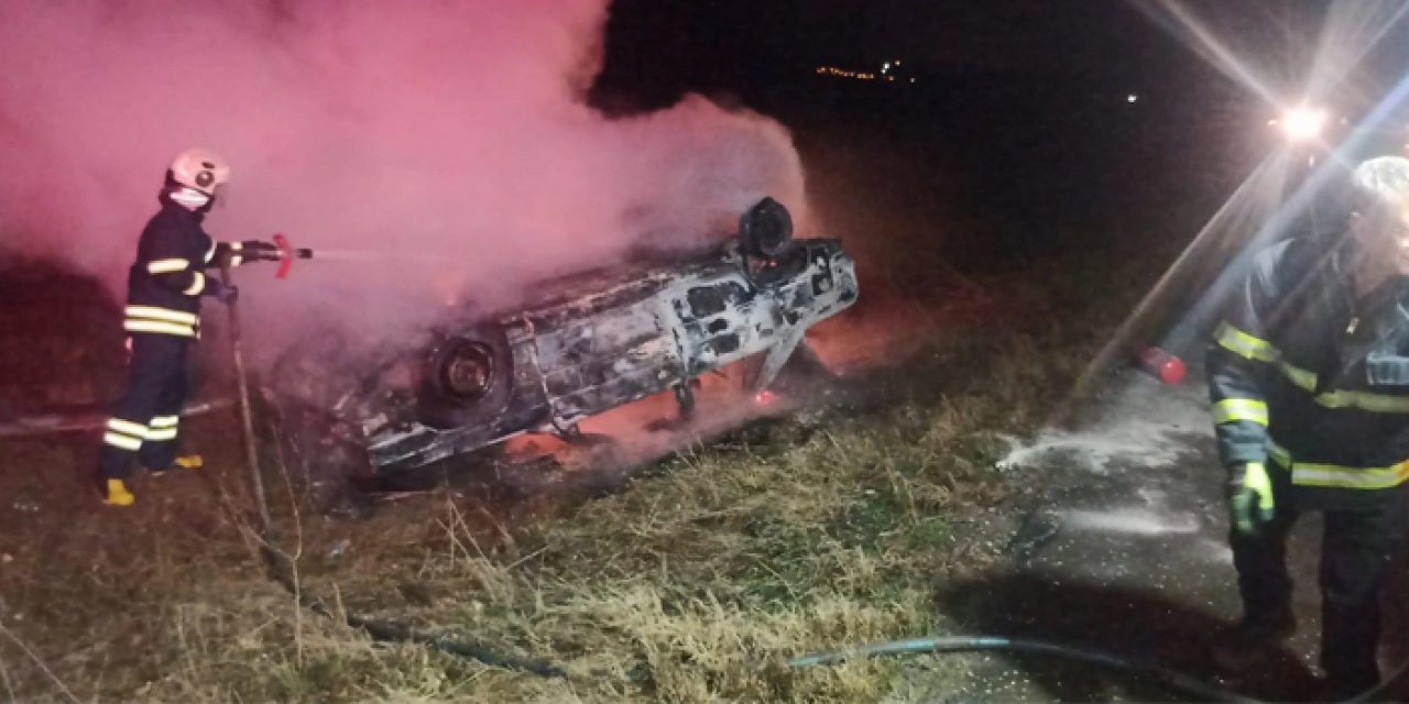 Takla atan otomobilden burnu bile kanamadan çıktı