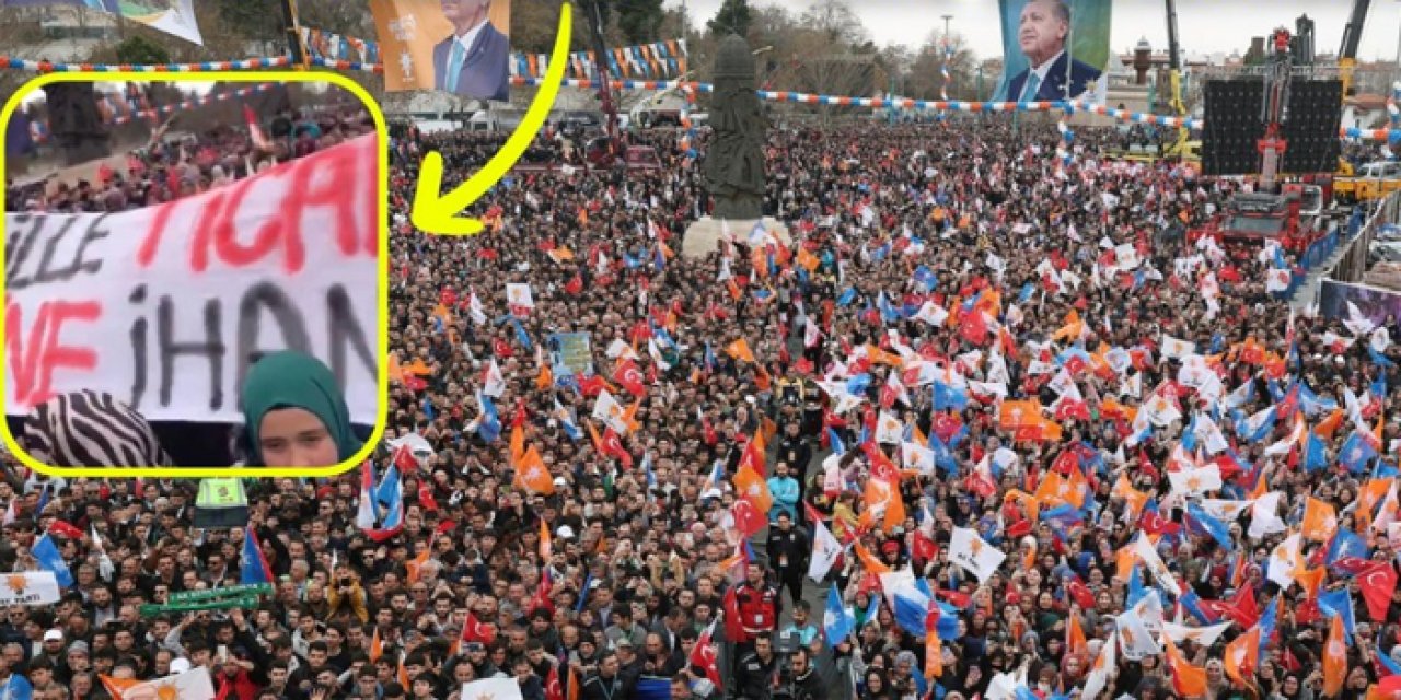 Erdoğan'ın Konya mitinginde kargaşa: Pankarta müdahale edildi