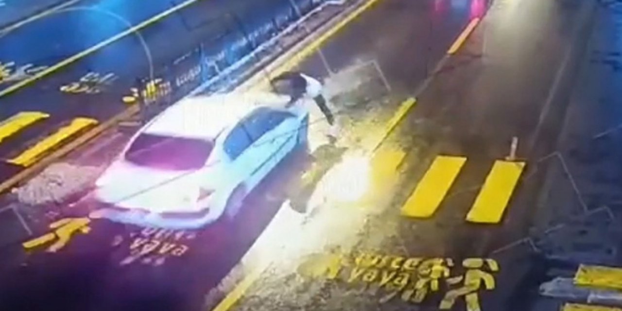 Nevşehir’de bir vatandaş arabanın üstüne atladı