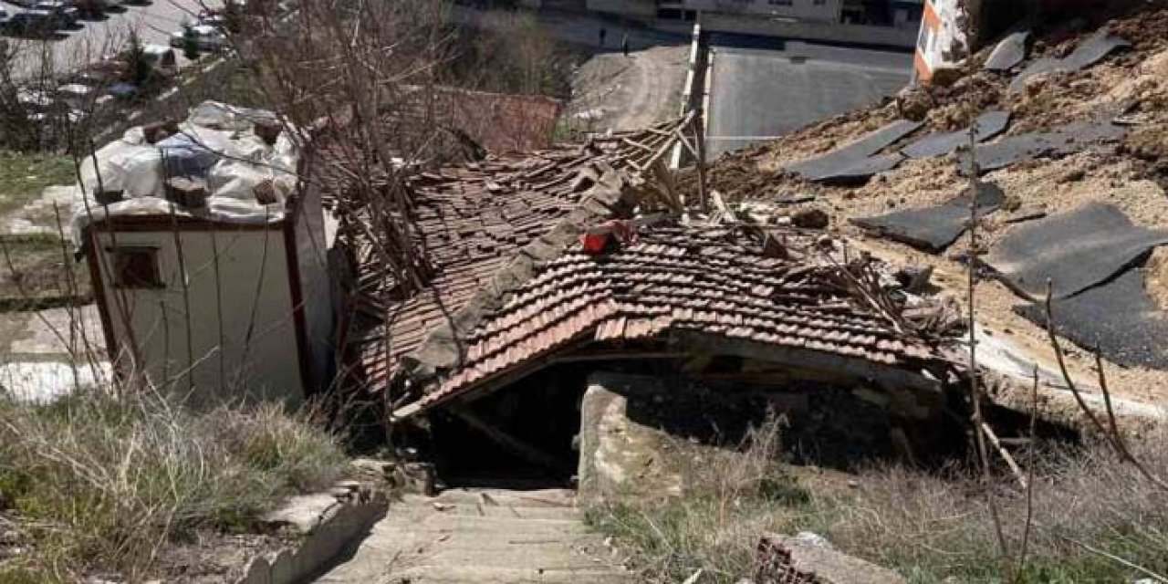 Ankara'da korkutan anlar: İstinat duvarı çöktü