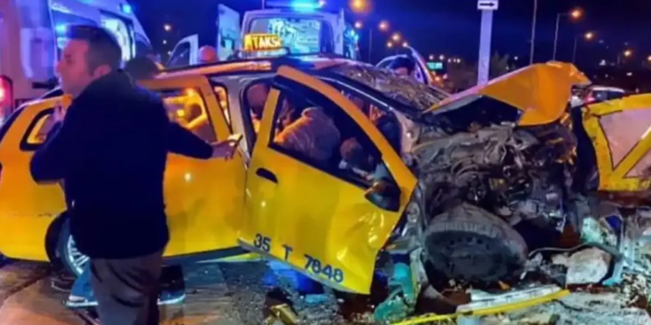 İzmir'de taksi kaza yaptı: 1 ölü 3'ü ağır 5 yaralı