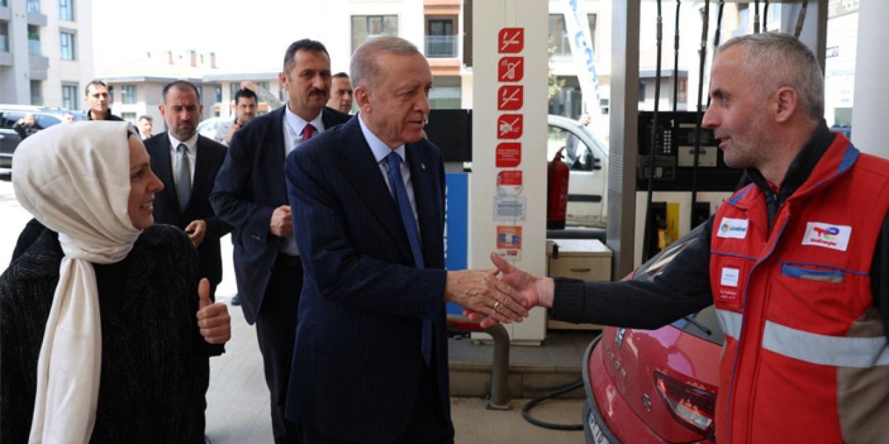 Cumhurbaşkanı Erdoğan, akaryakıt istasyonunu ziyaret etti