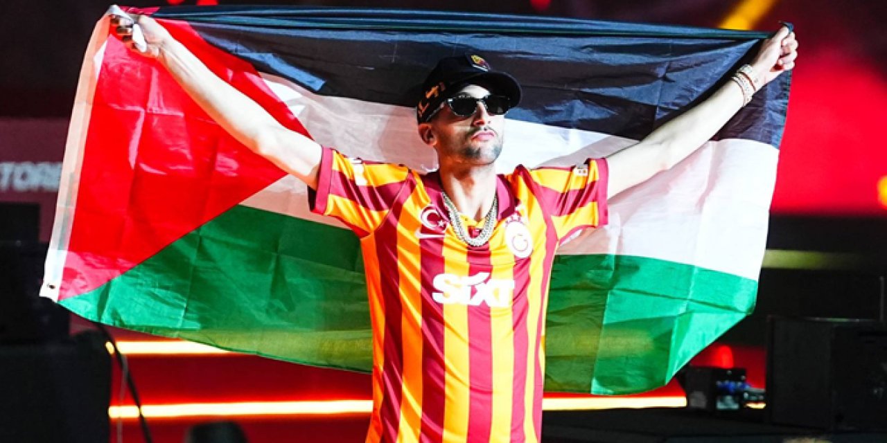 Galatasaraylı yıldız Ziyech kutlamaya Filistin bayrağıyla çıktı