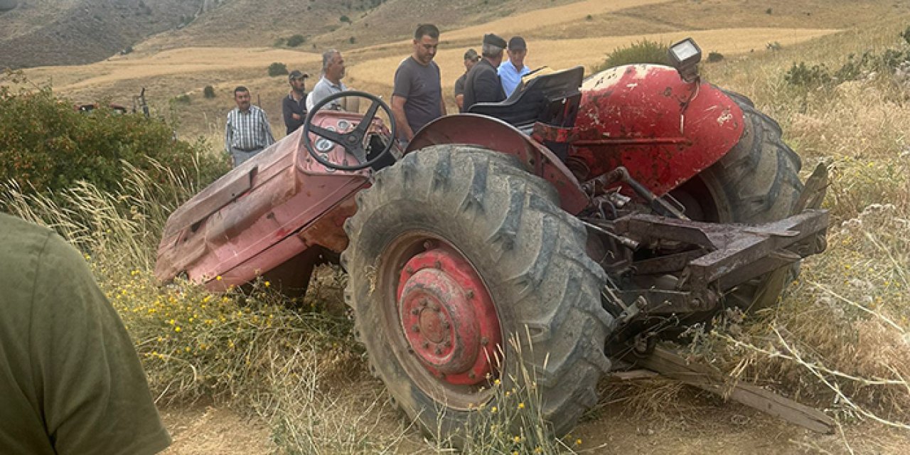 Elmadağ'da devrilen traktör can aldı