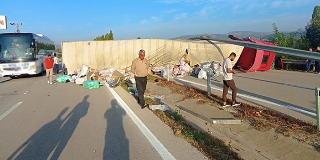 Süt yüklü tanker, TIR’a çarptı: 1 yaralı