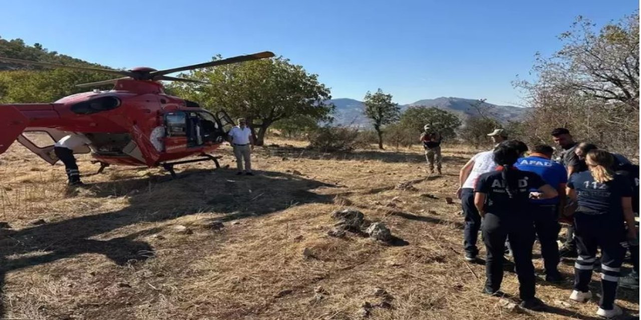 Ağaçtan Düşen Kişi Hava Ambulansıyla Hastaneye Sevk Edildi