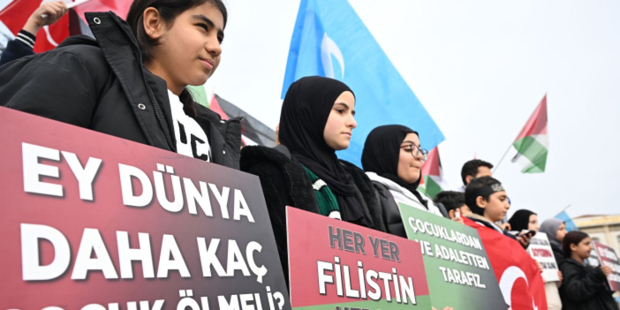 İstanbul'da STK'lı çocuklar İsrail’i protesto etti