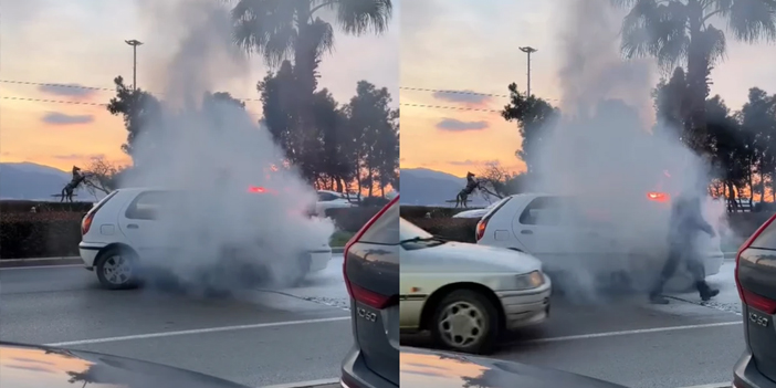 İzmir Yalı Bulvarı’nda Araç Yangını Nedeniyle Trafik Kilitlendi