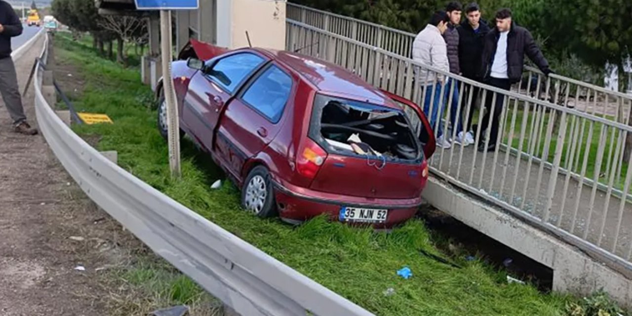 İzmir’de Üst Geçide Çarpan Otomobilde Can Pazarı: 1 Ölü, 1 Yaralı