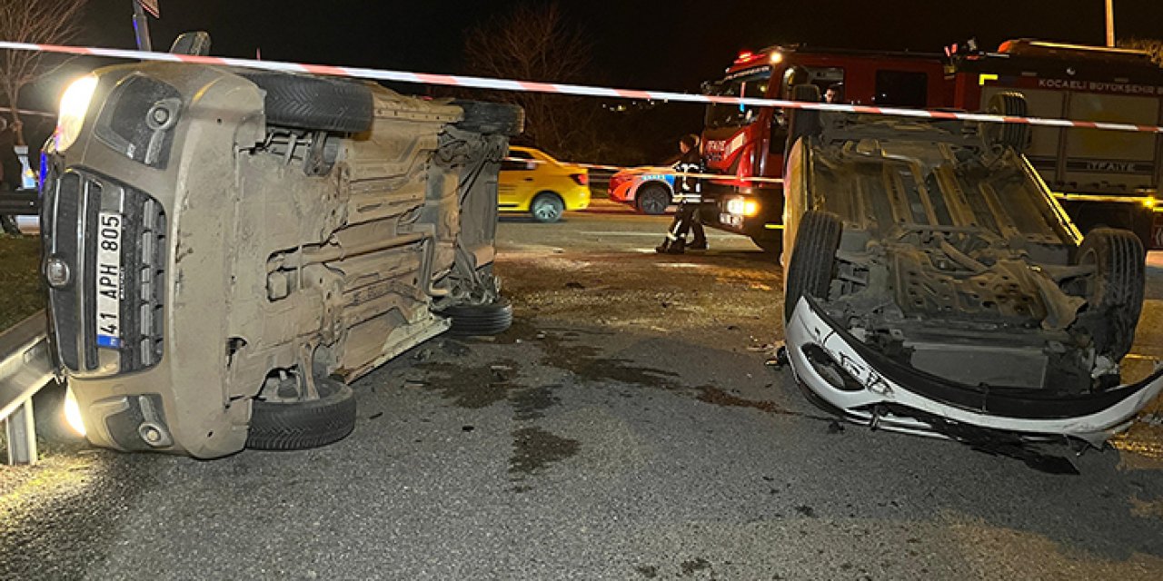 Kocaeli'de feci kaza: Takla atan araçlarda 4 yaralı