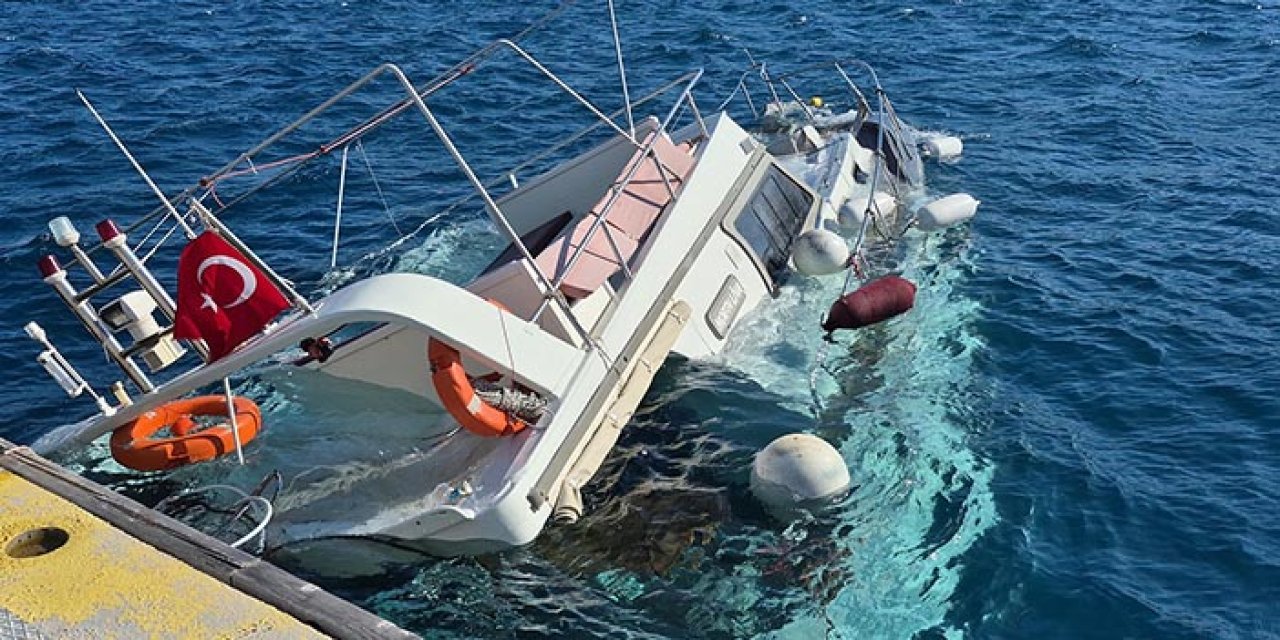 Muğla'da fırtına tekneyi batırdı