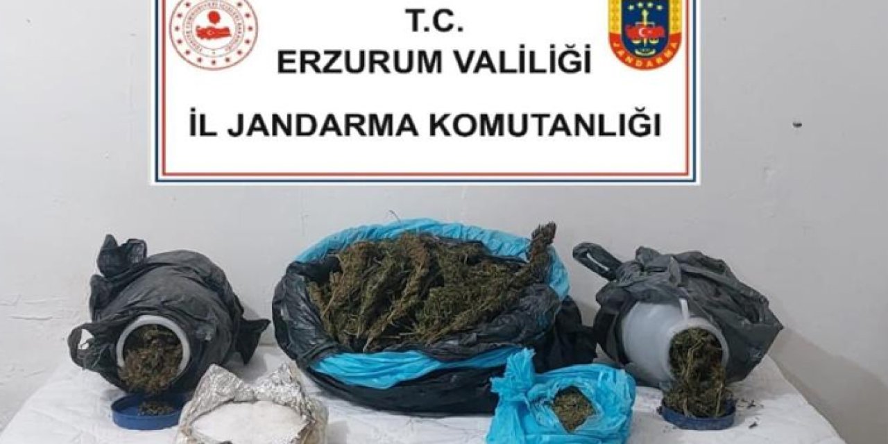 Erzurum’da menfeze gizlenmiş 6 kilo 820 gram uyuşturucu bulundu