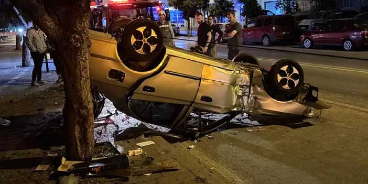 İzmir Konak’ta Takla Atan Otomobilde Sürücü Yaralandı
