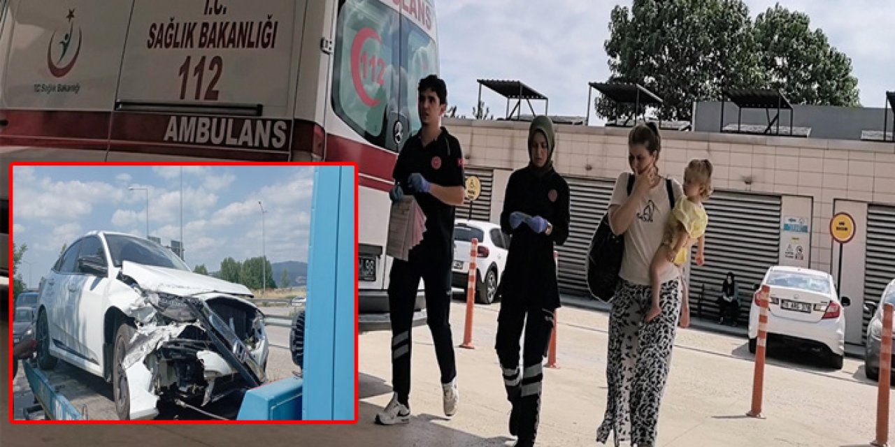 İnegöl’de Otomobil Bariyerlere Çarptı: 2’si Çocuk 4 Kişi Yaralandı