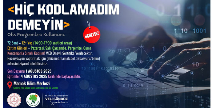Mamak’ta gençlere dijital eğitim fırsatı: Ücretsiz ofis programları kursu başlıyor