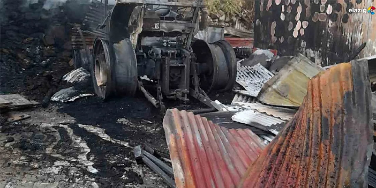 Elazığ’da traktör alev alev yandı